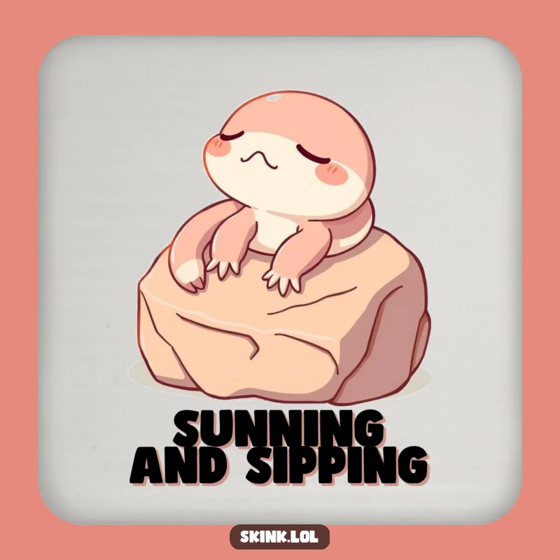 Funny Skink Coaster Set: Protect Surfaces with Hilarious Sunbathing Style!