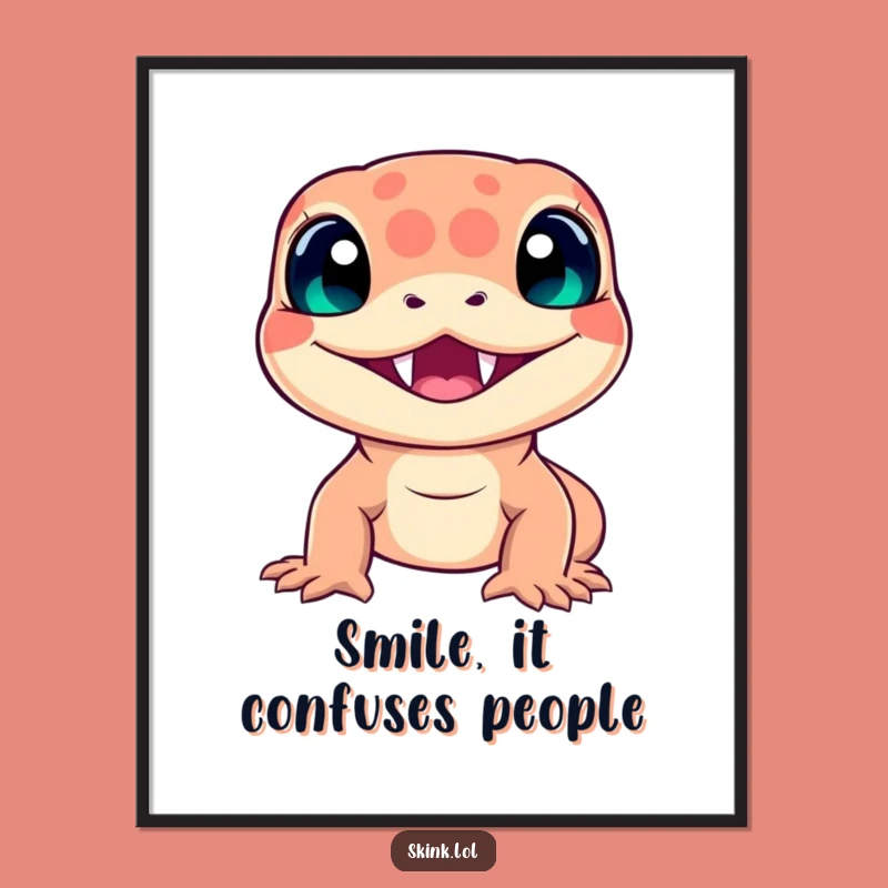 Free Printable Skink Wall Art: Playful Grinning Reptile Digital Art, Quirky Decor