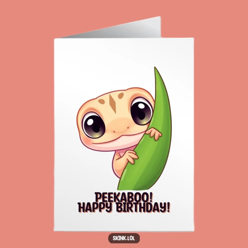Free Printable Curious Skink Birthday Card: Peeking Reptile, Fun Surprise Gift