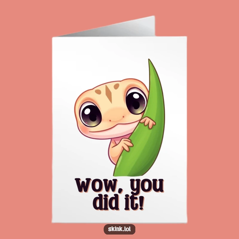 Free Printable Skink Congratulations Card: Curious Peeker, Surprise Achievement Art