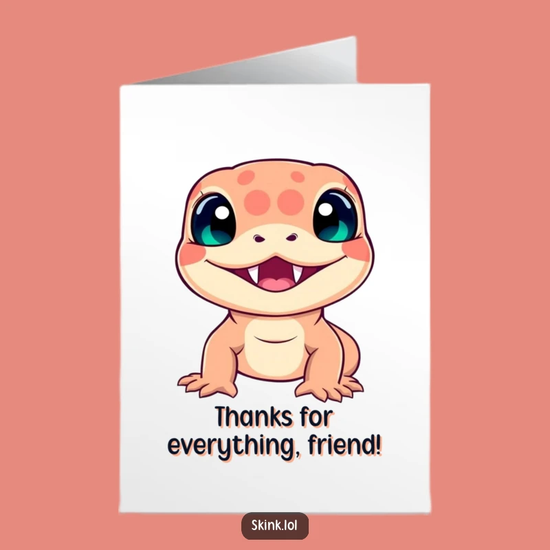 Free Printable Skink Thank You Card: Smiling Reptile Art, Downloadable Gratitude